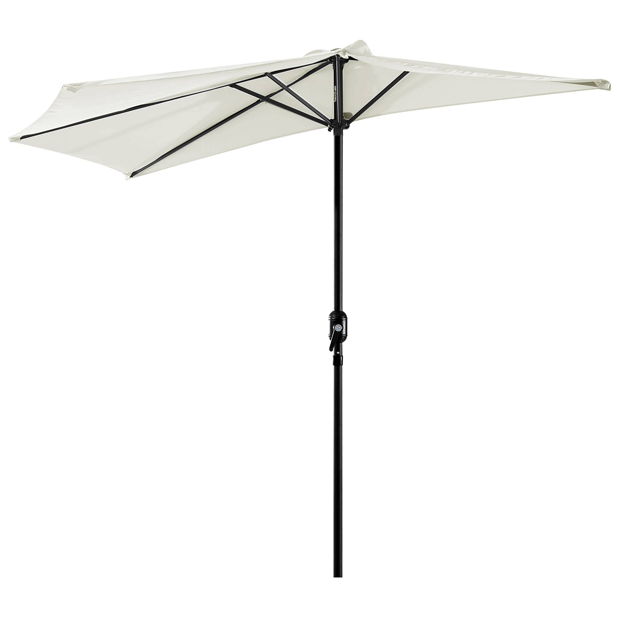 Parasol de jardin 269 x 138 x 236 cm avec manivelle et forme semi-circulaire, toile polyester 180 g/m² pour terrasse, patio et piscine, couleur crème - Image 2