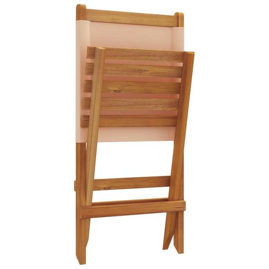 Lot de 4 Fauteuils Bas Pliants en Bois Massif d'Acacia et Tissu pour Extérieur Beige – ComfortXL Outdoor Living - Image 8