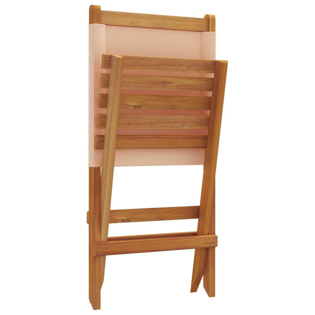 Lot de 4 Fauteuils Bas Pliants en Bois Massif d'Acacia et Tissu pour Extérieur Beige – ComfortXL Outdoor Living - Image 8