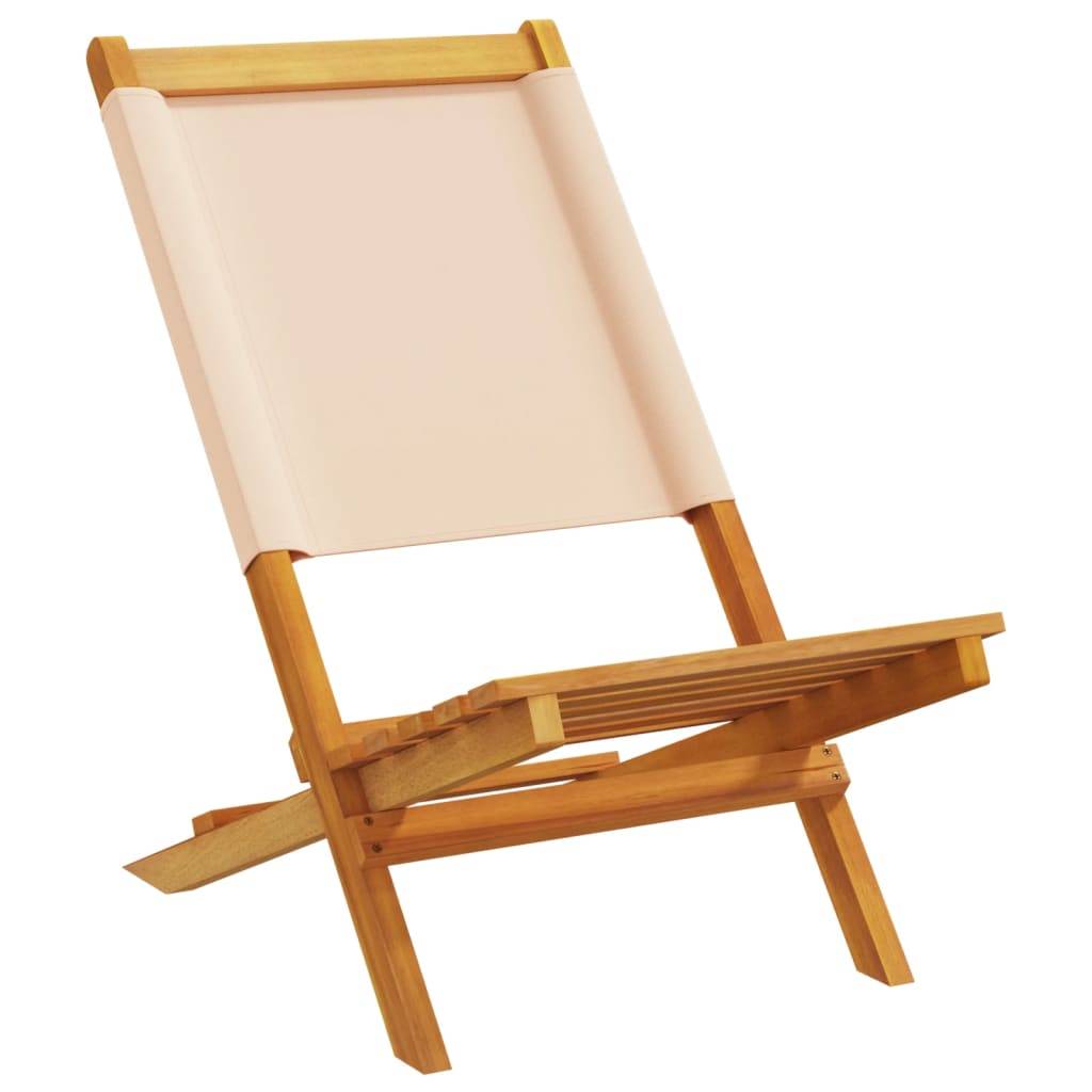 Lot de 4 Fauteuils Bas Pliants en Bois Massif d'Acacia et Tissu pour Extérieur Beige – ComfortXL Outdoor Living - Image 3