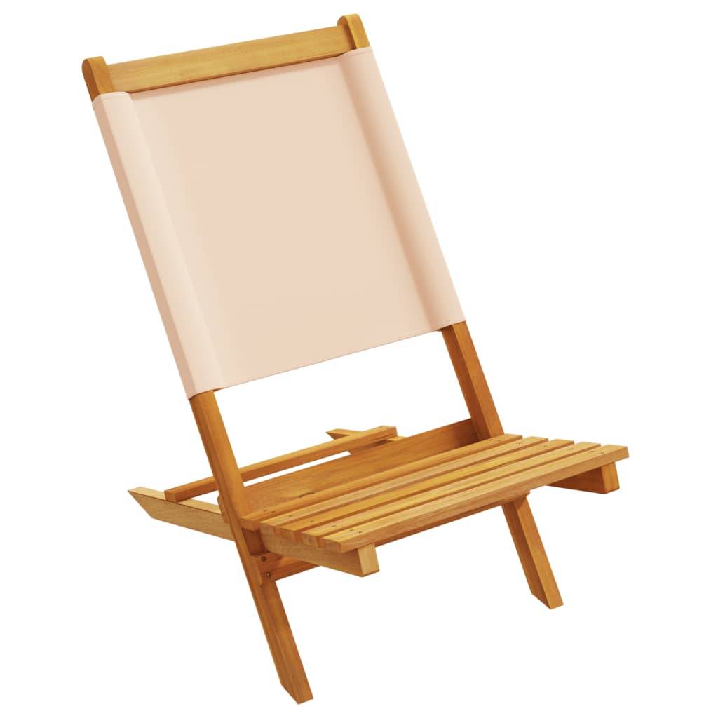 Lot de 4 Fauteuils Bas Pliants en Bois Massif d'Acacia et Tissu pour Extérieur Beige – ComfortXL Outdoor Living - Image 4