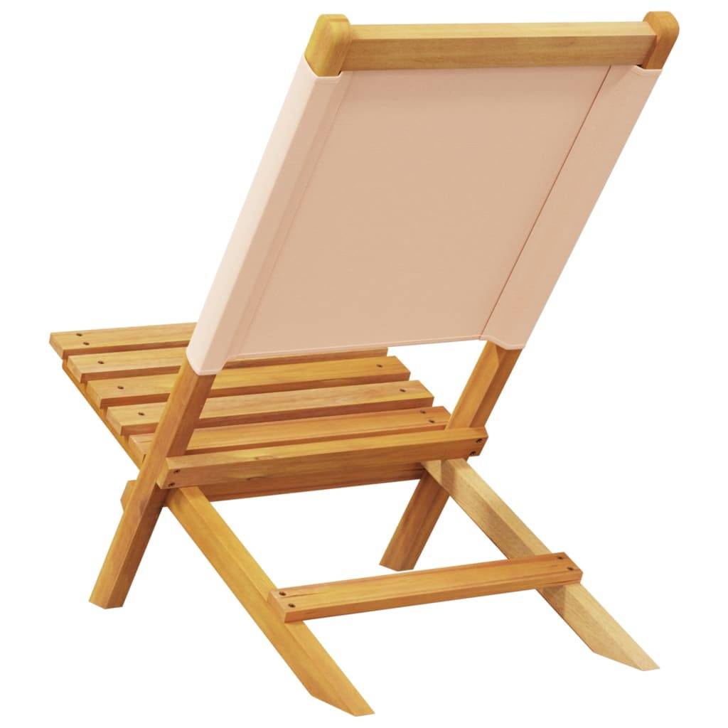 Lot de 4 Fauteuils Bas Pliants en Bois Massif d'Acacia et Tissu pour Extérieur Beige – ComfortXL Outdoor Living - Image 7