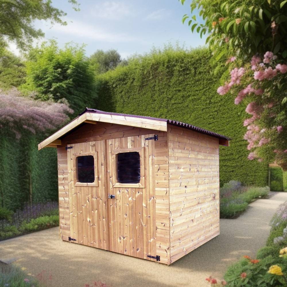 Habrita - Abri THERMABRI madriers sans plancher, toit double pente 7,45 m² Habrita