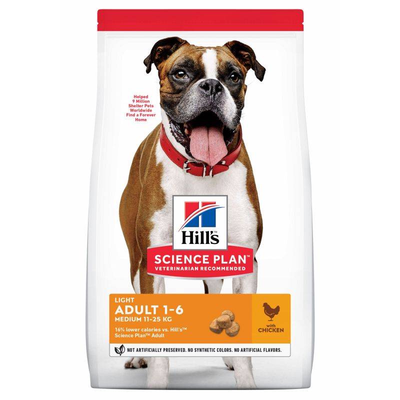 CROQUETTES CHIEN SCIENCE PLAN ADULTE LIGHT MEDIUM POULET - HILL'S 14 kg - Image 1