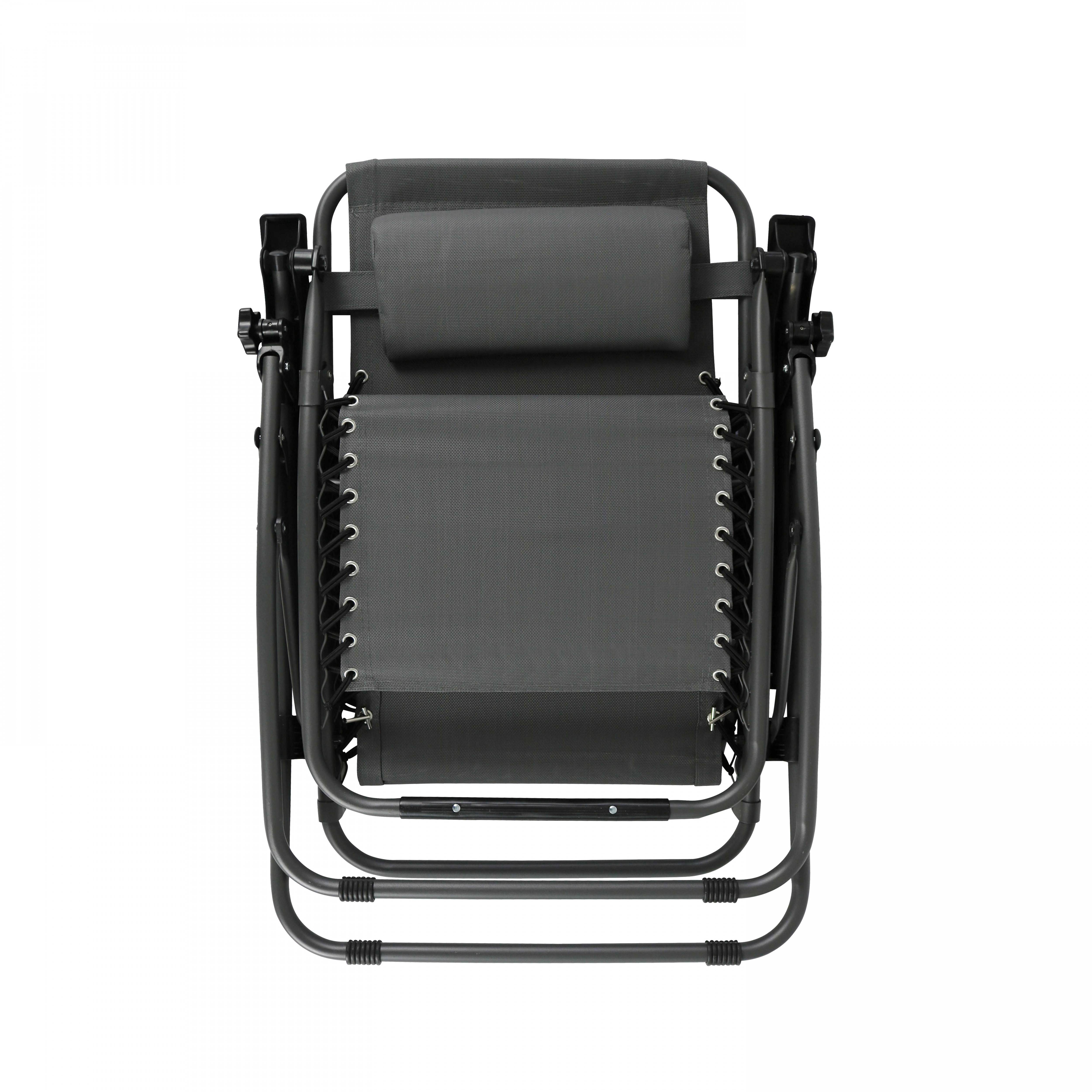 Oviala - Fauteuil relax de jardin en acier et textilène inclinable gris Monaco - Oviala - Image 3