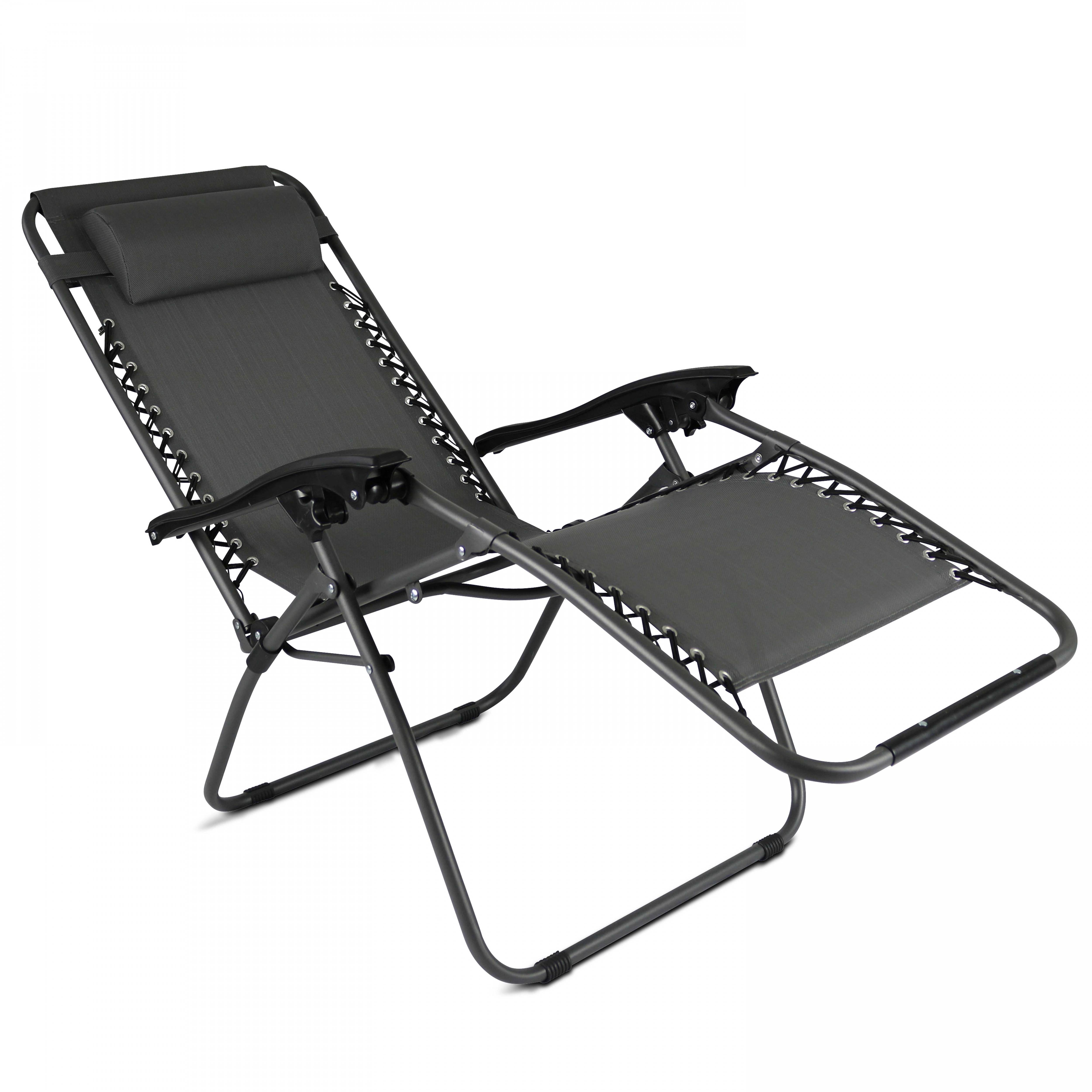 Oviala - Fauteuil relax de jardin en acier et textilène inclinable gris Monaco - Oviala - Image 2