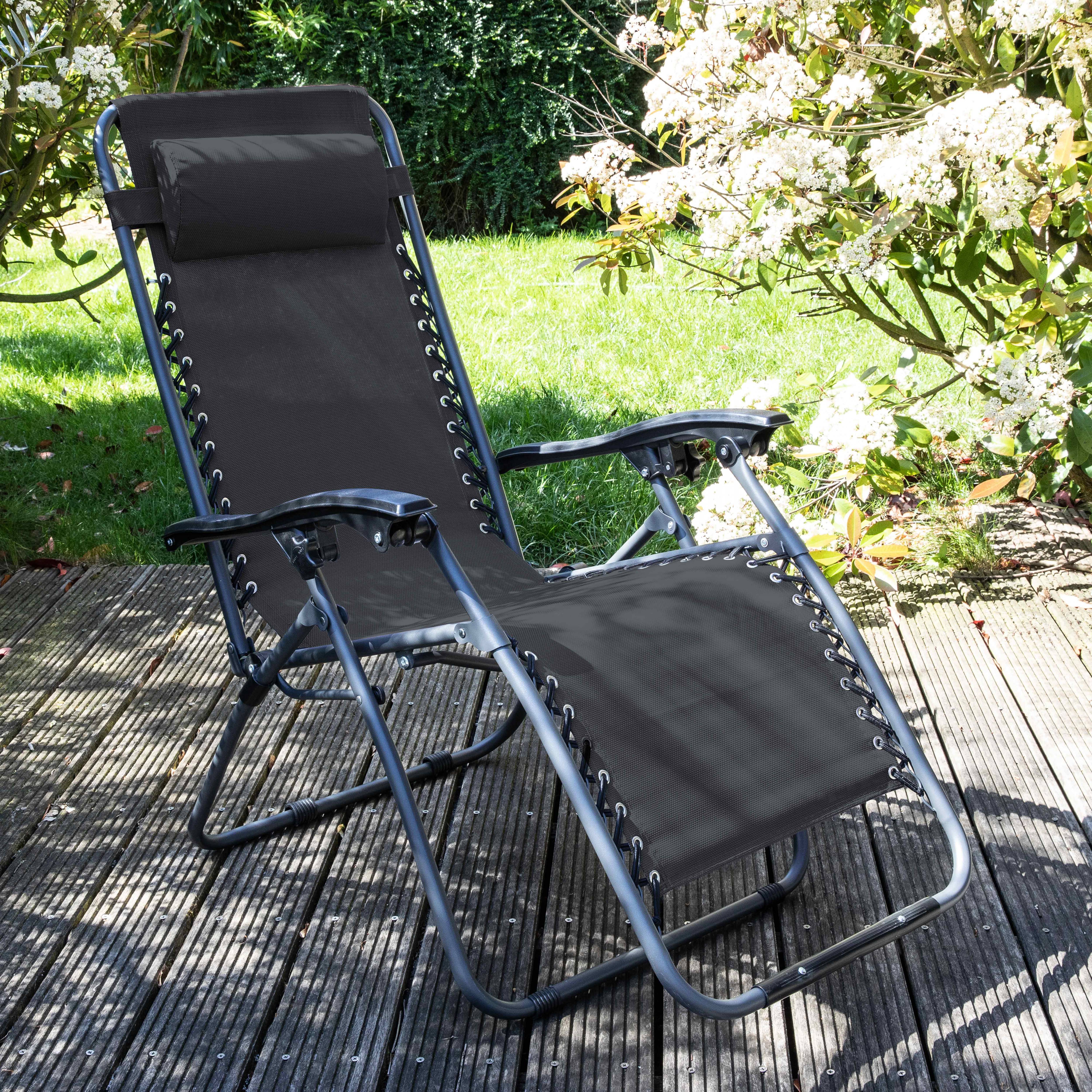 Oviala - Fauteuil relax de jardin en acier et textilène inclinable gris Monaco - Oviala - Image 6