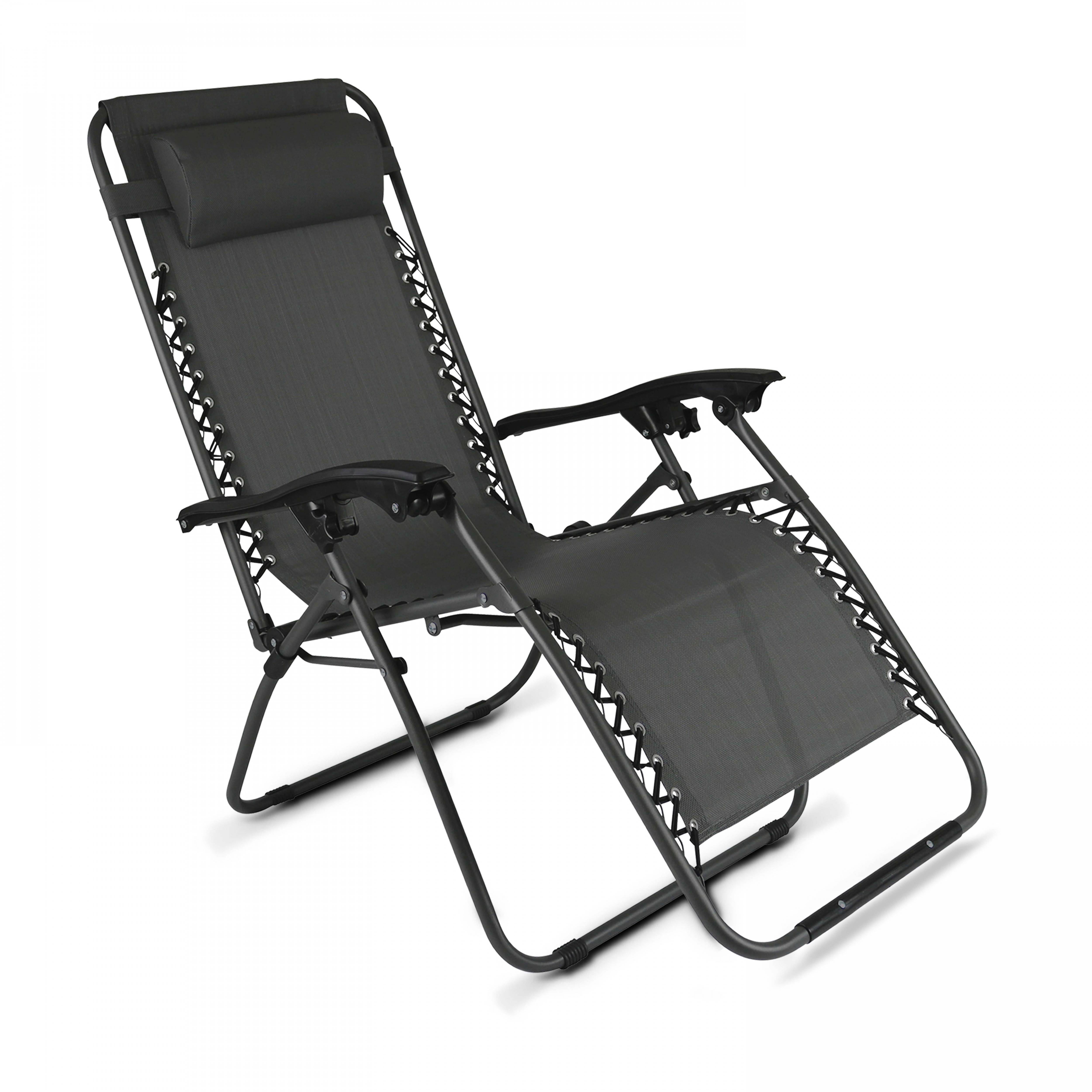 Oviala - Fauteuil relax de jardin en acier et textilène inclinable gris Monaco - Oviala - Image 1