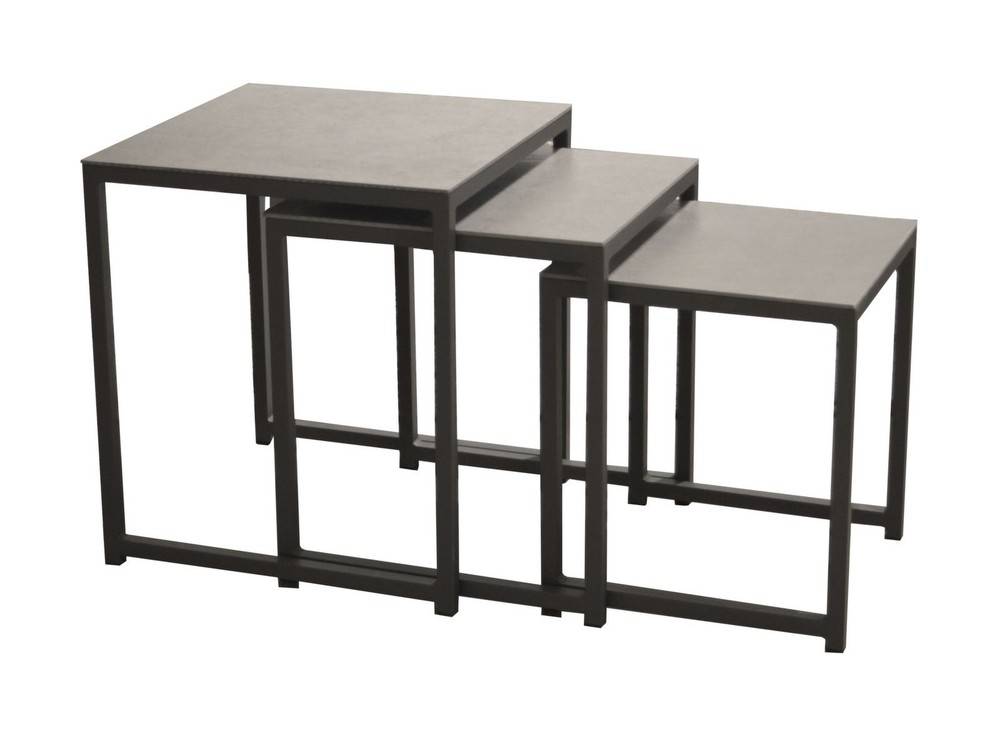 Proloisirs - Table basse de jardin Gigogne lot de 3 - grey PROLOISIRS