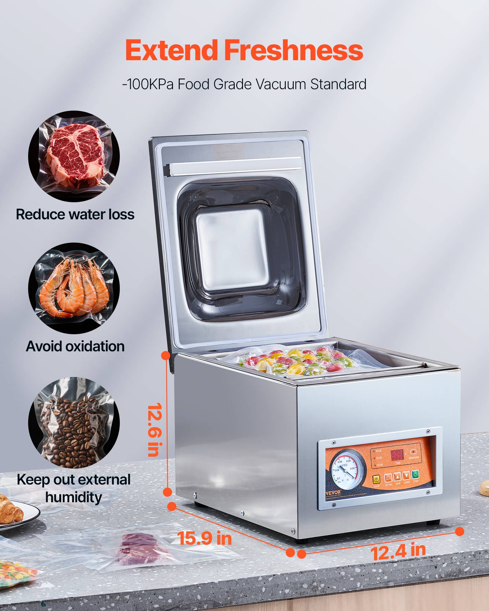 Vevor - VEVOR Machine sous vide à chambre 260W compacte 260 mm, usage domestique/commercial. - Image 2
