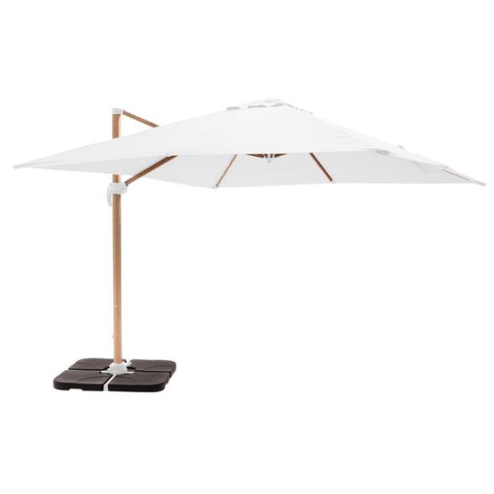 Oviala - Parasol déporté 3x3m et 4 dalles à remplir effet bois blanc Brescia - Oviala - Image 1