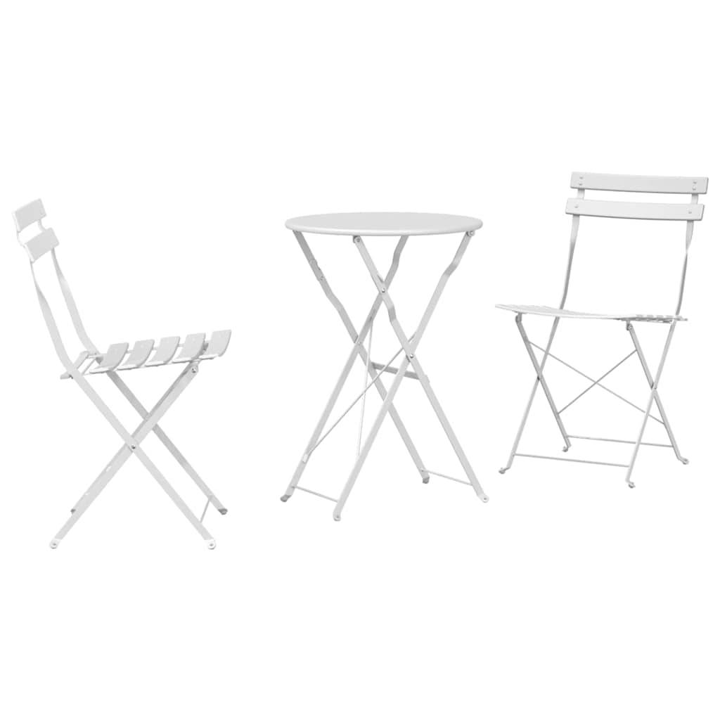 Vidaxl - Ensemble bistro pliant 3 pcs Blanc Acier vidaXL 42002968 - Image 2