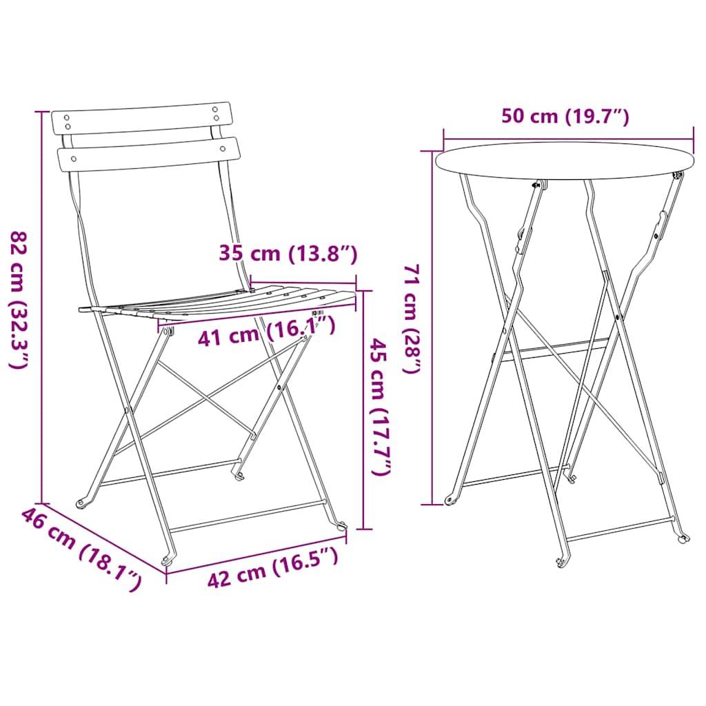 Vidaxl - Ensemble bistro pliant 3 pcs Blanc Acier vidaXL 42002968 - Image 3