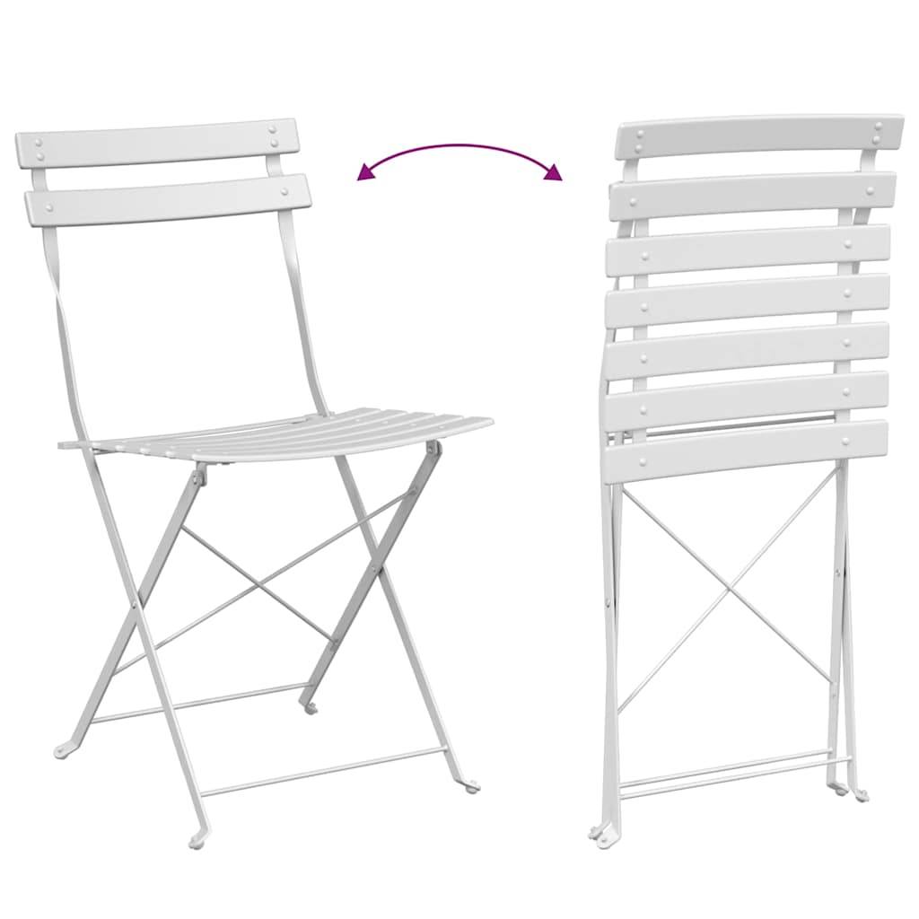 Vidaxl - Ensemble bistro pliant 3 pcs Blanc Acier vidaXL 42002968 - Image 10