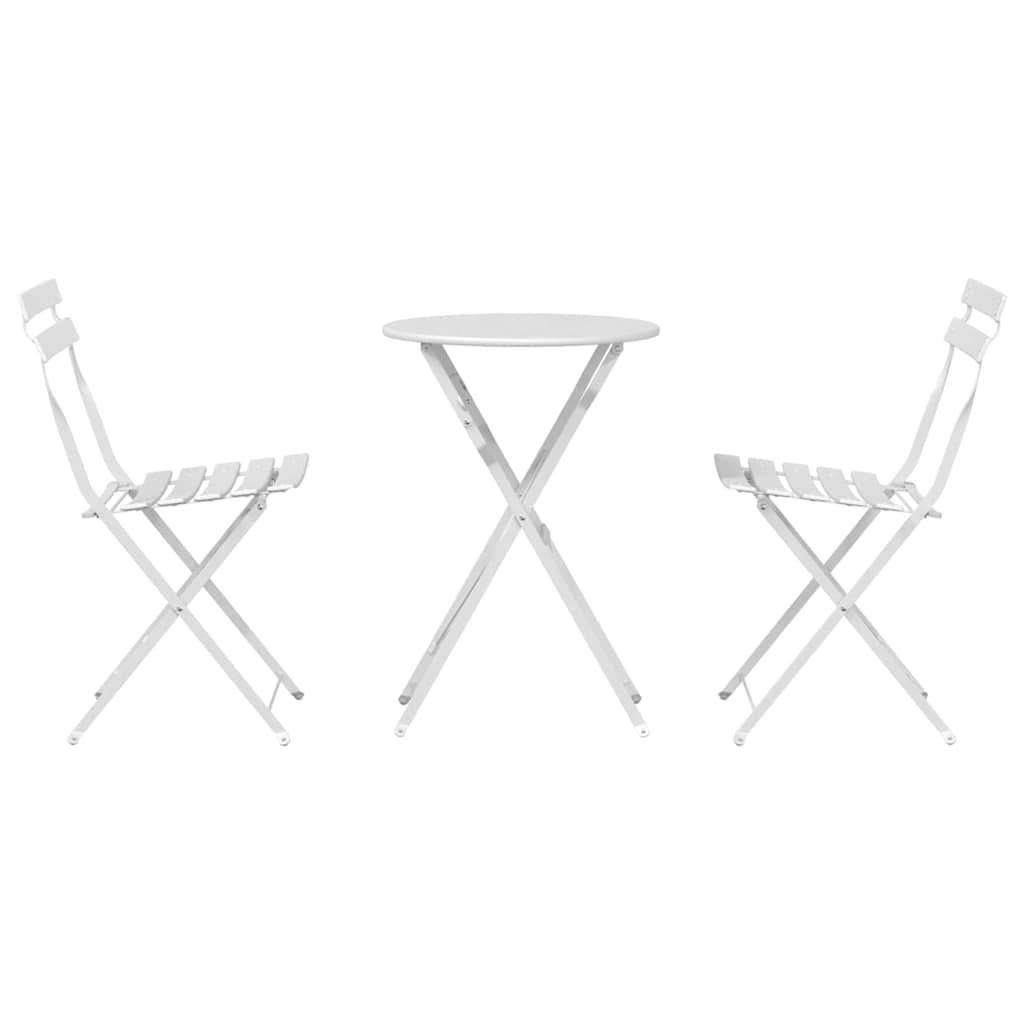 Vidaxl - Ensemble bistro pliant 3 pcs Blanc Acier vidaXL 42002968 - Image 8