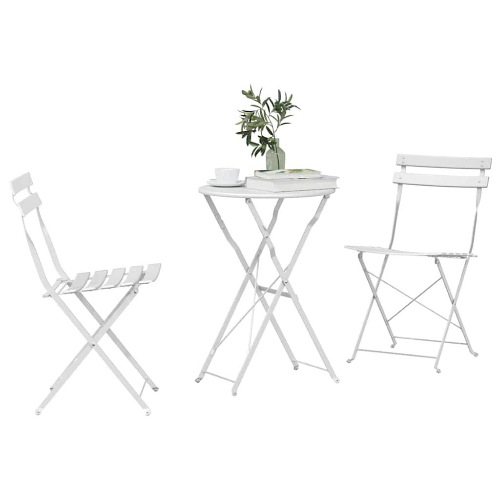 Vidaxl - Ensemble bistro pliant 3 pcs Blanc Acier vidaXL 42002968 - Image 4