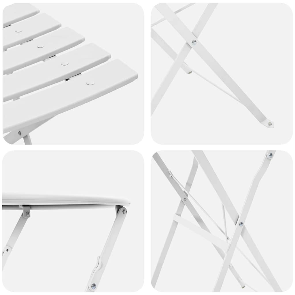 Vidaxl - Ensemble bistro pliant 3 pcs Blanc Acier vidaXL 42002968 - Image 9
