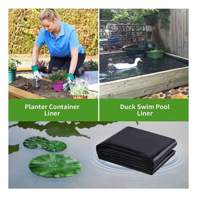 Bâche pour bassin à poissons, bâche pour piscine, bâche préfabriquée, adaptée aux étangs, au jardinage, 2 m x 6 m x 0,2 mm, noire-Lytech - Image 7