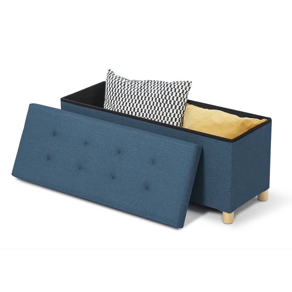 Banc coffre capitonné 100 cm Bleu - Image 4
