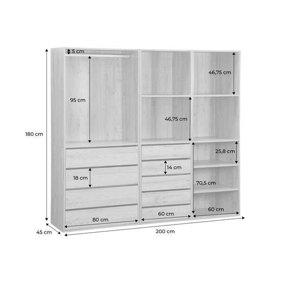 sweeek - Kit dressing modulable 3 éléments MODULO. naturel. 200 x 45 x 180 cm | sweeek - Image 4