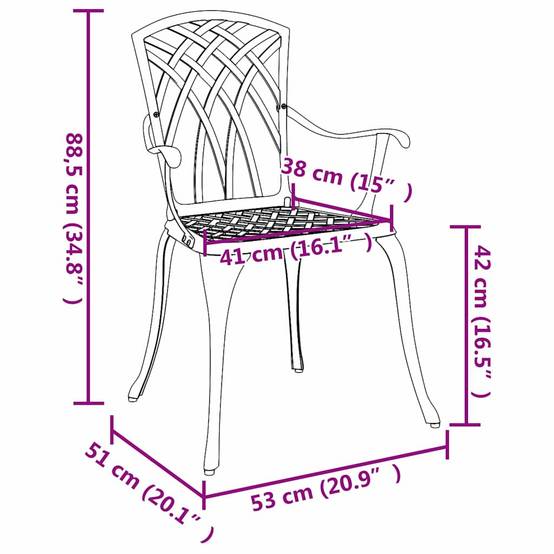 Chaise de jardin aluminium noir 53 x 51 x 88,5 cm - PANGIVO - Image 8