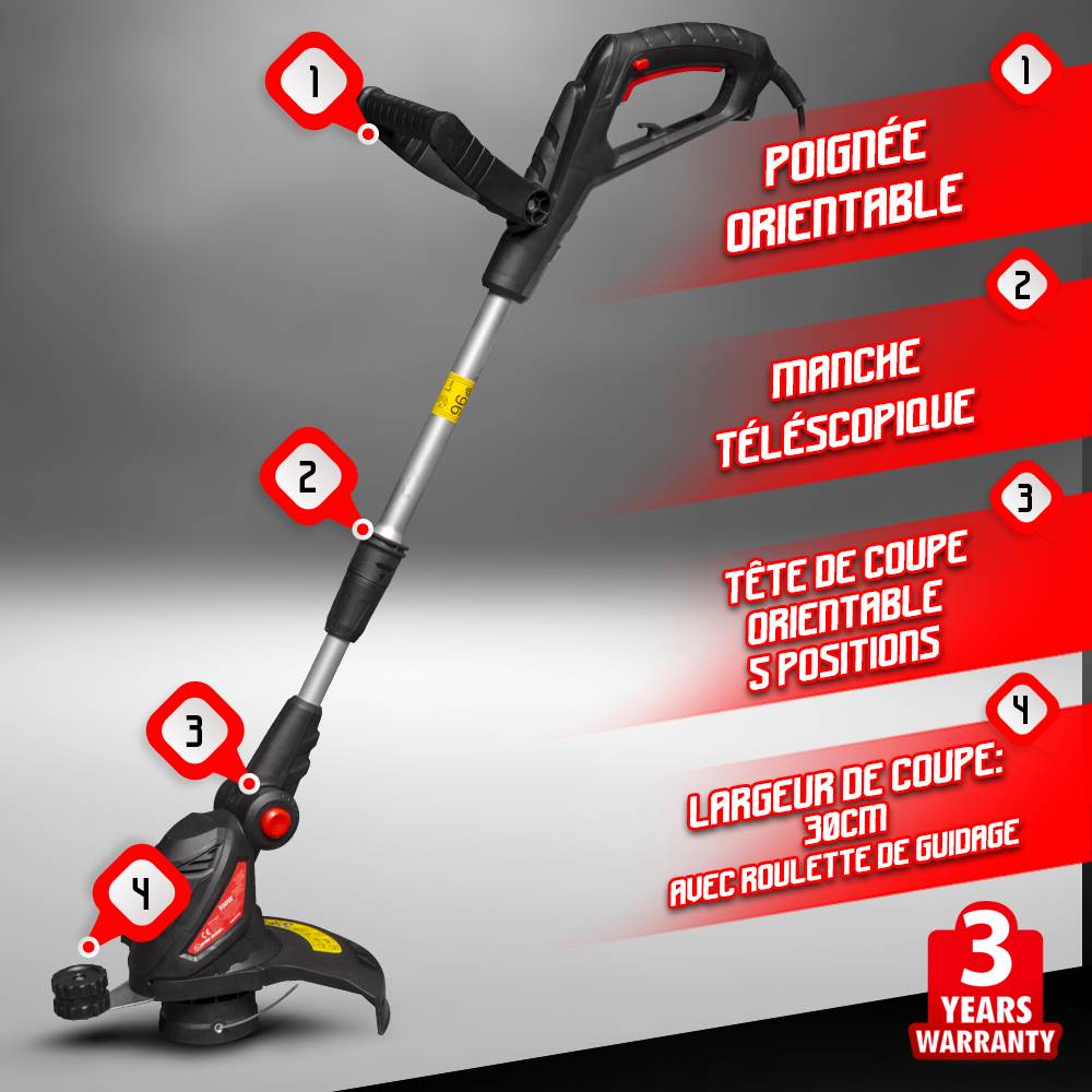 Elem Garden Technic - Coupe bordures électrique 550W - 30CM avec manche téléscopique - Image 2