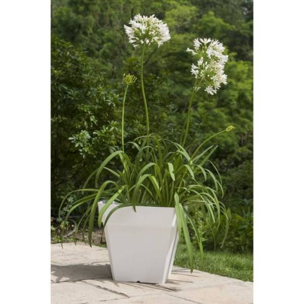 Riss - Bac A Fleurs Carré Riviera Soleilla - Plastique - 40x40 Cm - Blanc - Image 2