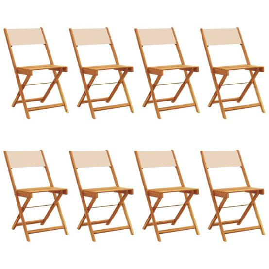 Lot 8 Chaises Pliantes Metteur en Scène Acacia Tissu Beige Repas – ComfortXL Outdoor Living - Image 2