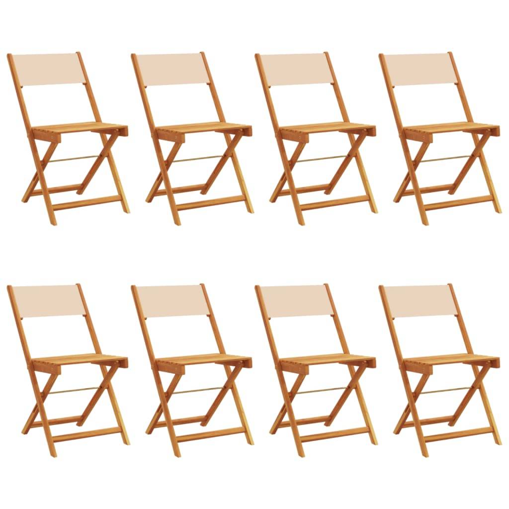 Lot 8 Chaises Pliantes Metteur en Scène Acacia Tissu Beige Repas – ComfortXL Outdoor Living - Image 2