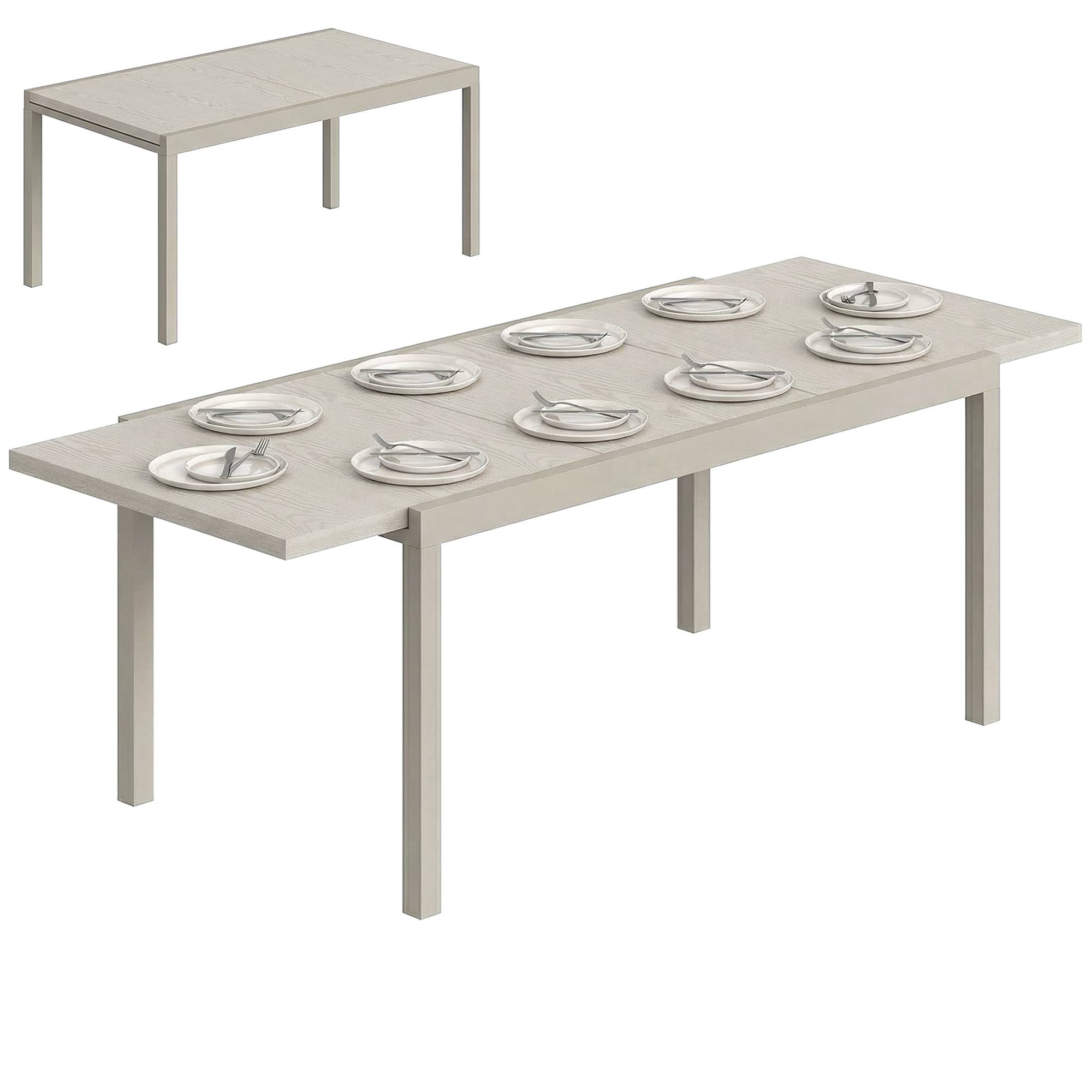 Table de jardin extensible aluminium acier 10 personnes effet bois 214cm gris argent - ComfortXL Outdoor Living - Image 1