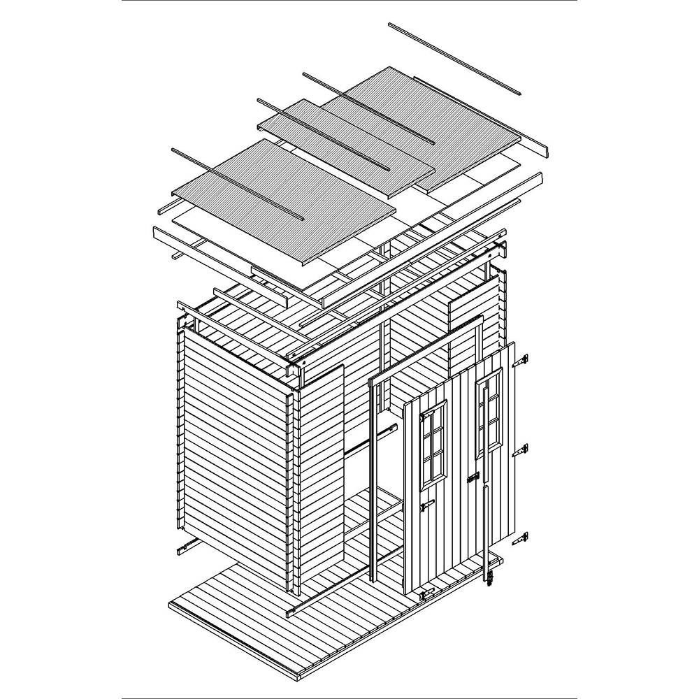 Timbela - Abri de jardin en bois l239xL142xH200cm / 2,63 m² avec sol traité - Petit abri à outils, Local à vélos - 19 mm d’épaisseur - Timbela M310C+M310G - Image 7