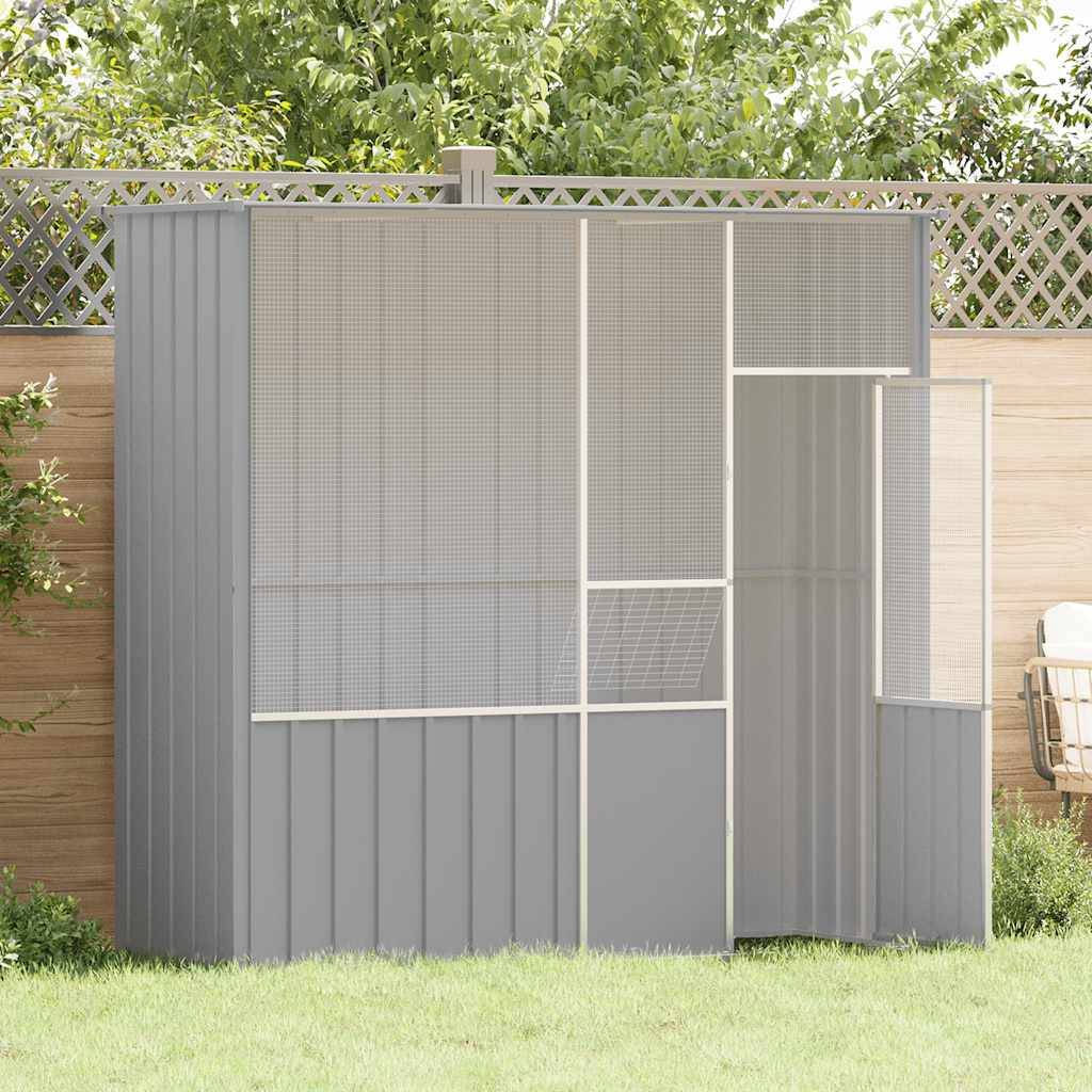 Cage Extérieure Acier Galvanisé Spacieuse Gris 215x78x200cm - ComfortXL Outdoor Living - Image 1