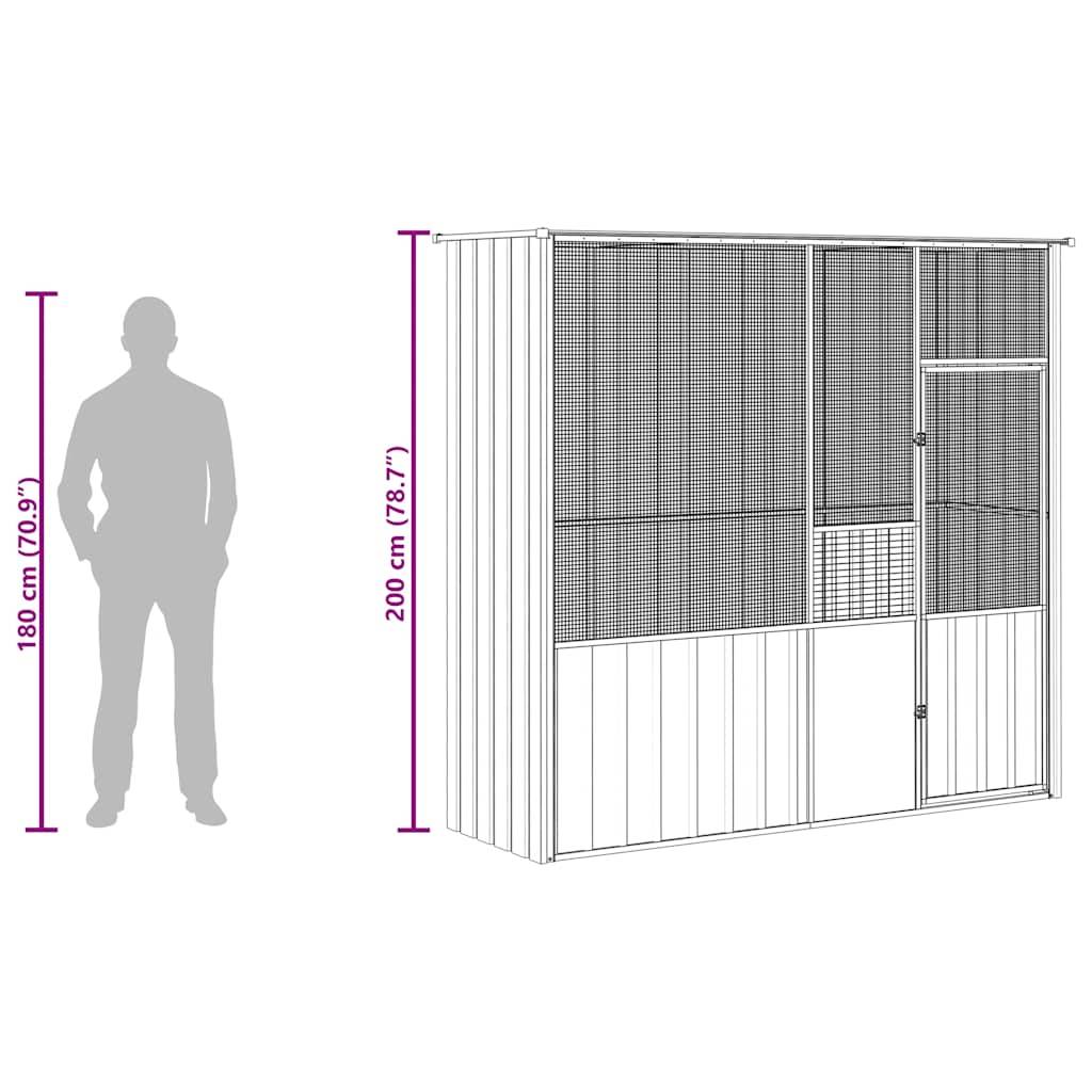 Cage Extérieure Acier Galvanisé Spacieuse Gris 215x78x200cm - ComfortXL Outdoor Living - Image 7