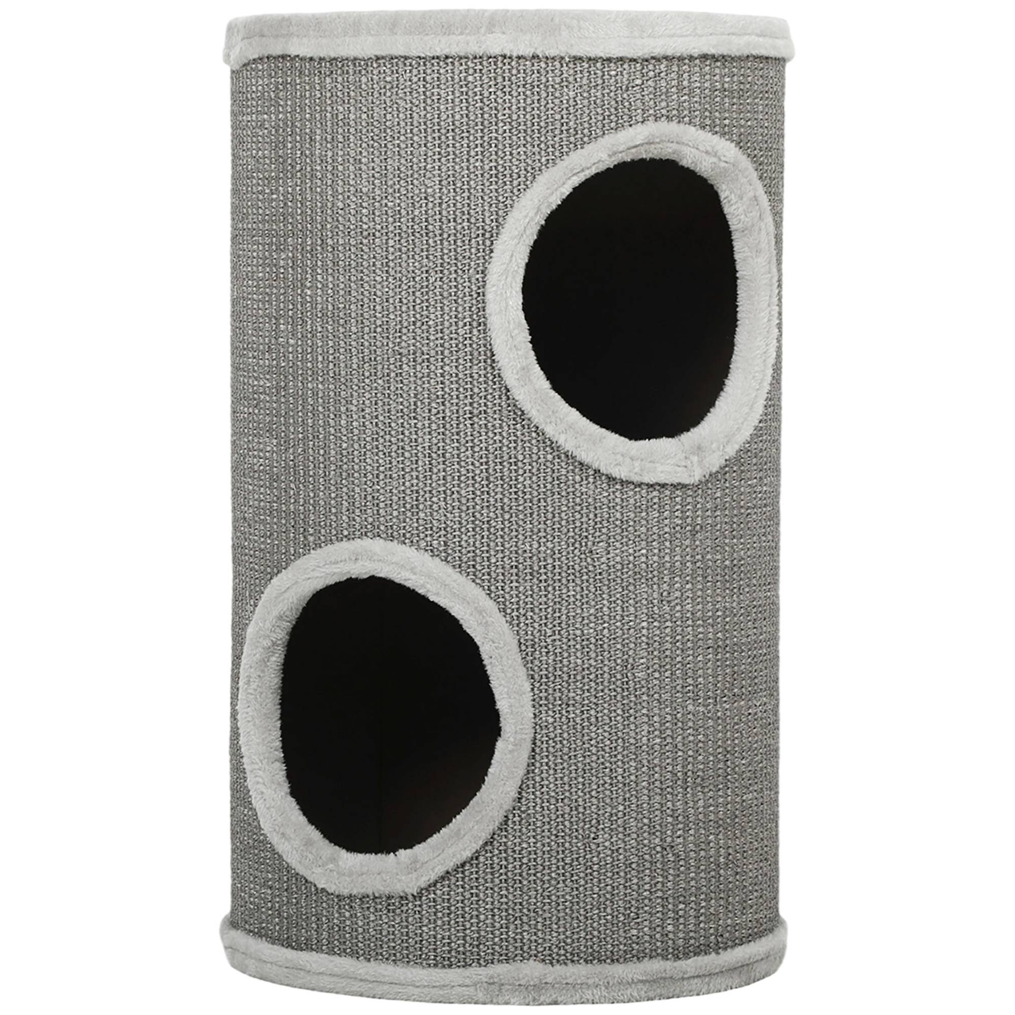 ComfortXL - Tonneau griffoir pour chat en panneaux de particules et sisal Ø 35 x 60 cm gris clair avec 2 niveaux de repos - Image 10