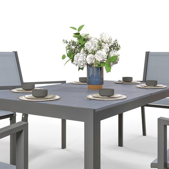 Outsunny - Ensemble de salle à manger pour 6 personnes chaises empilables dossiers hauts jardin extérieur cadres en acier gris - Outsunny - Image 7