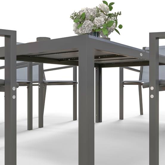 Outsunny - Ensemble de salle à manger pour 6 personnes chaises empilables dossiers hauts jardin extérieur cadres en acier gris - Outsunny - Image 8