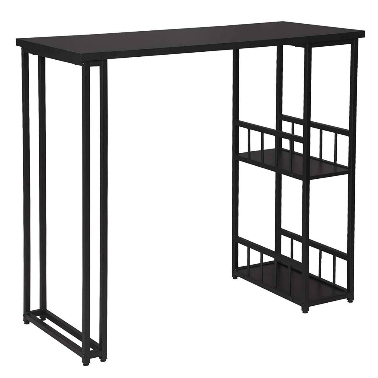 Helloshop26 - Table de comptoir de cuisine avec étagères de rangement à 2 niveaux pour étagères à boissons cadre en métal solide noir - Image 1