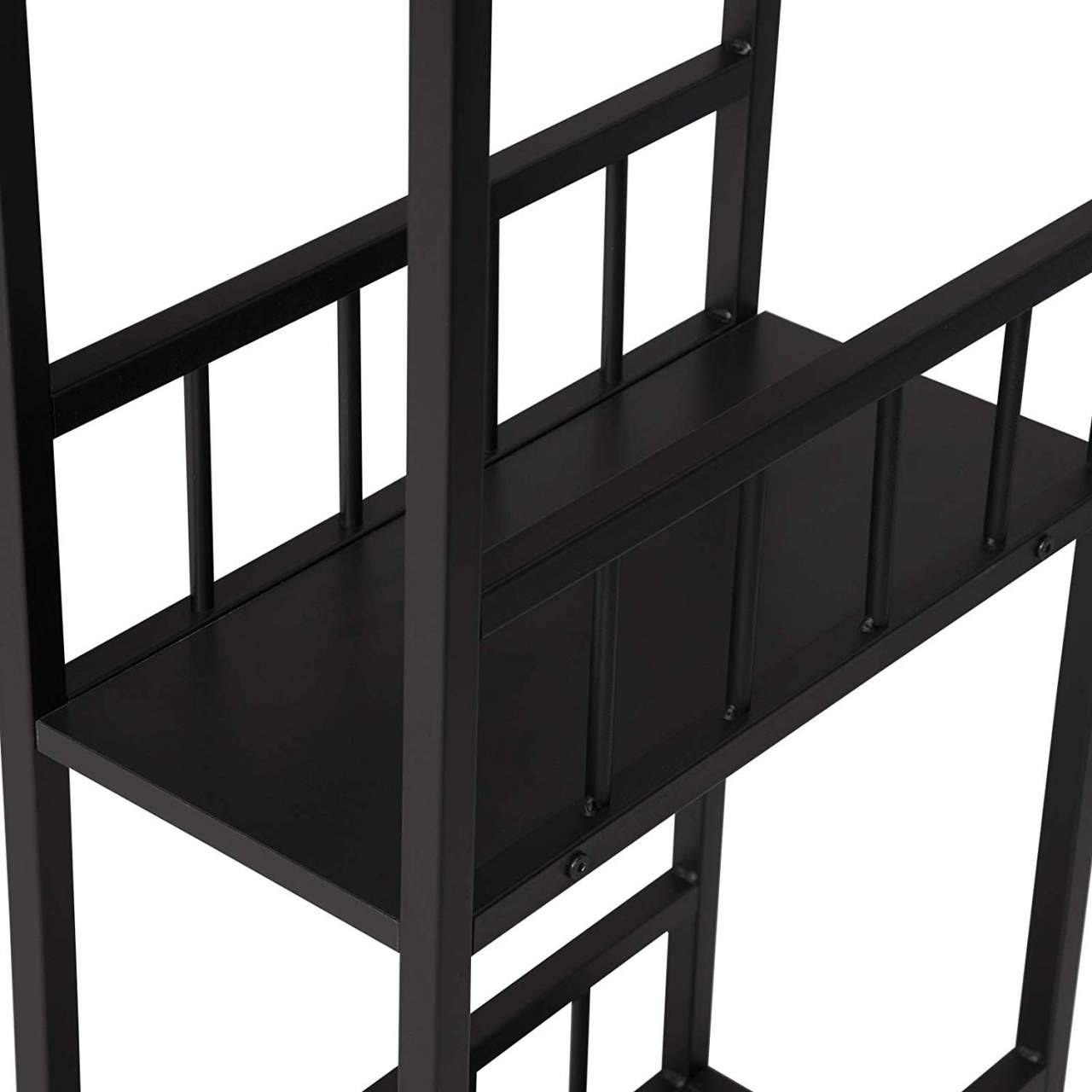 Helloshop26 - Table de comptoir de cuisine avec étagères de rangement à 2 niveaux pour étagères à boissons cadre en métal solide noir - Image 3