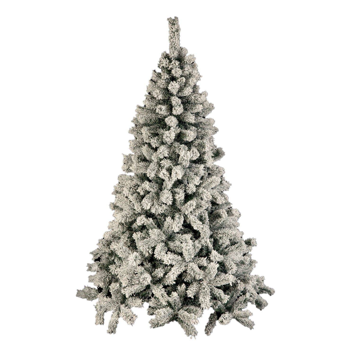 Sans Marque - Sapin de Noël artificiel effet enneigé WINDY PEAK - H. 150 cm - Blanc - Féérie Lights & Christmas