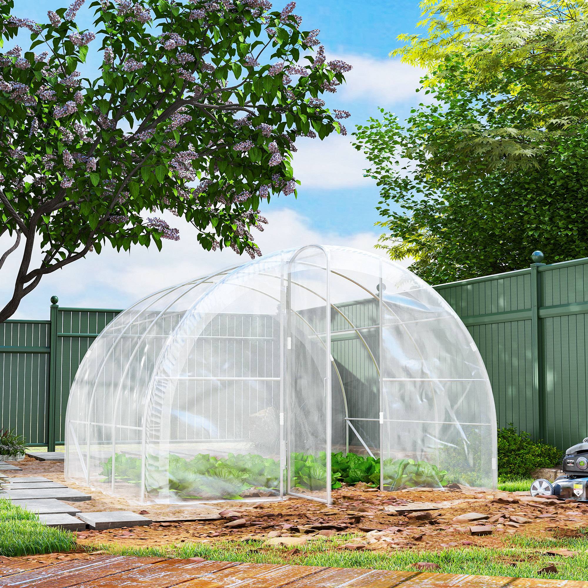 Maison Chic - Serre de jardin tunnel 3x3x2 m 9 m² avec porte à charnières bâche en PE 150 g/m² pour Légumes Plantes Fleurs - Image 4