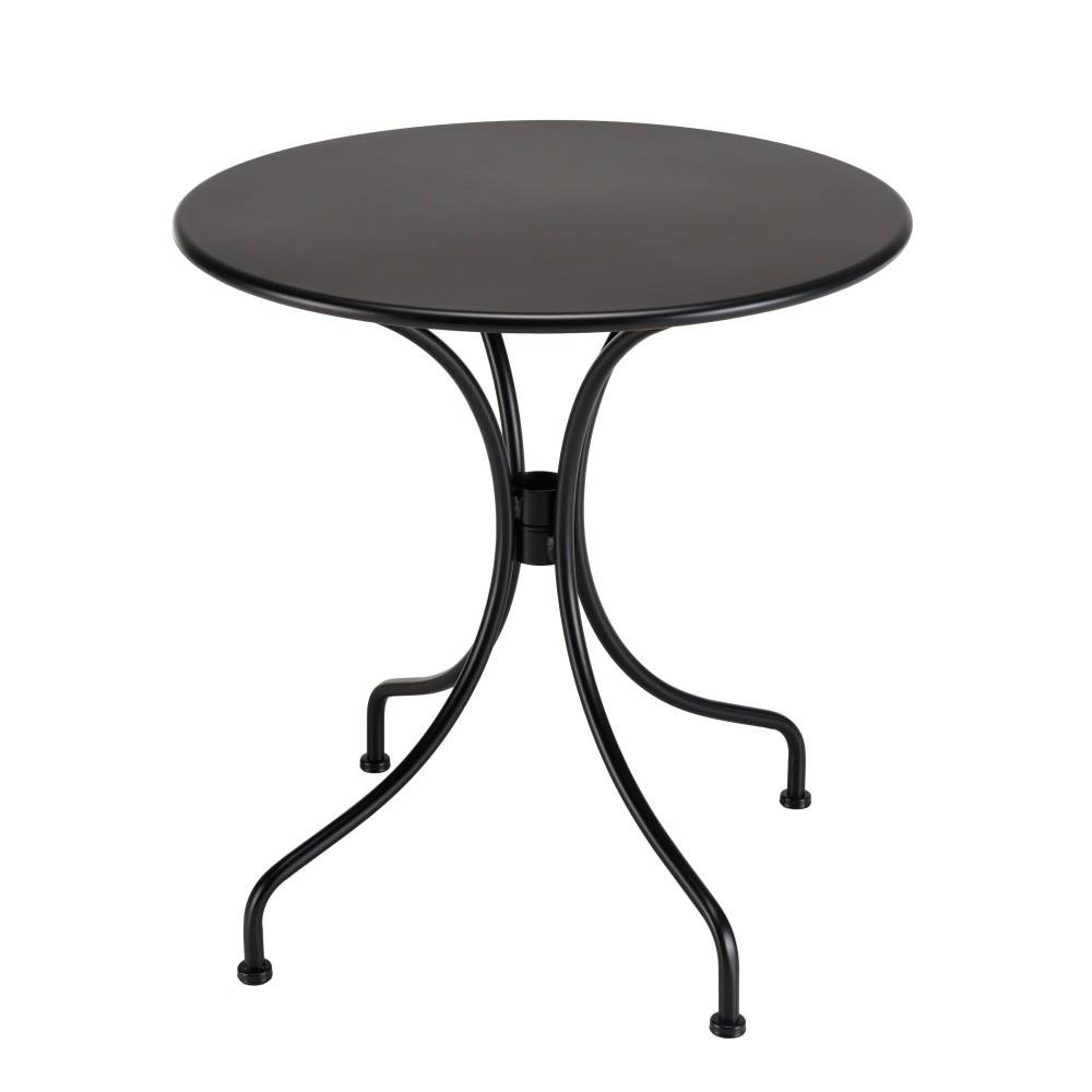Macabane - MALO - Ensemble de jardin - Table diam 70cm + 2 fauteuils gris/noirs - Image 3