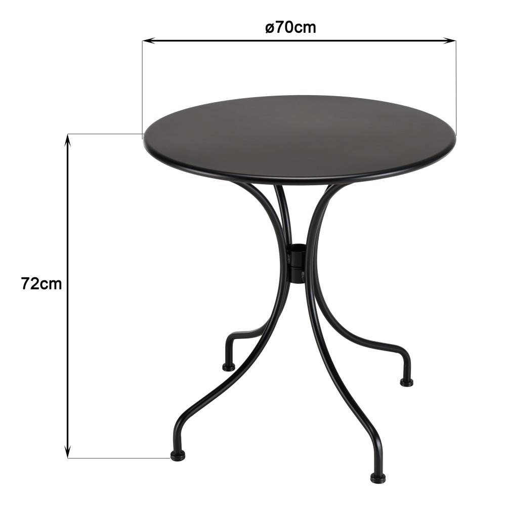 Macabane - MALO - Ensemble de jardin - Table diam 70cm + 2 fauteuils gris/noirs - Image 6