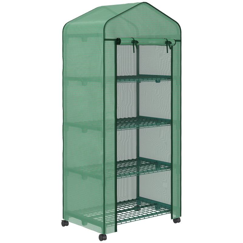 Serre Balcon 4 Étages Roulettes Acier Housse PE Anti-UV Semis Hivernage 69x50x165cm Vert - ComfortXL Outdoor Living - Image 2