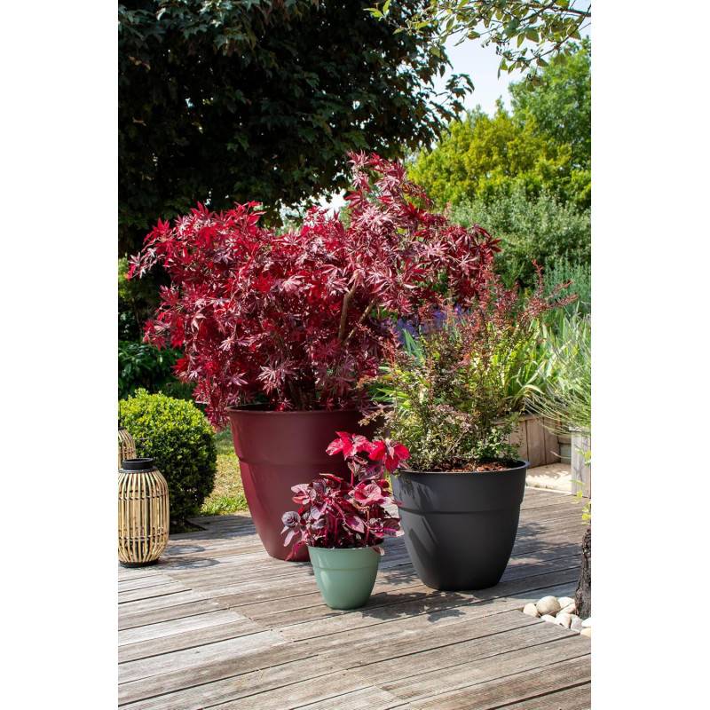 Eda - Pot de fleur rond Osaka Ø 70 x H.61,8 cm Rouge bourgogne - Eda - Image 5