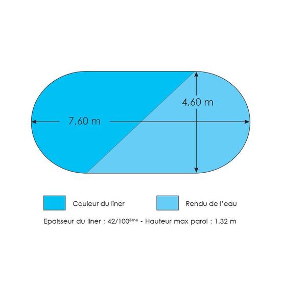 Liner bleu pour piscine métal intérieur 7,60 x 4,60 x 1,32 m - Image 4