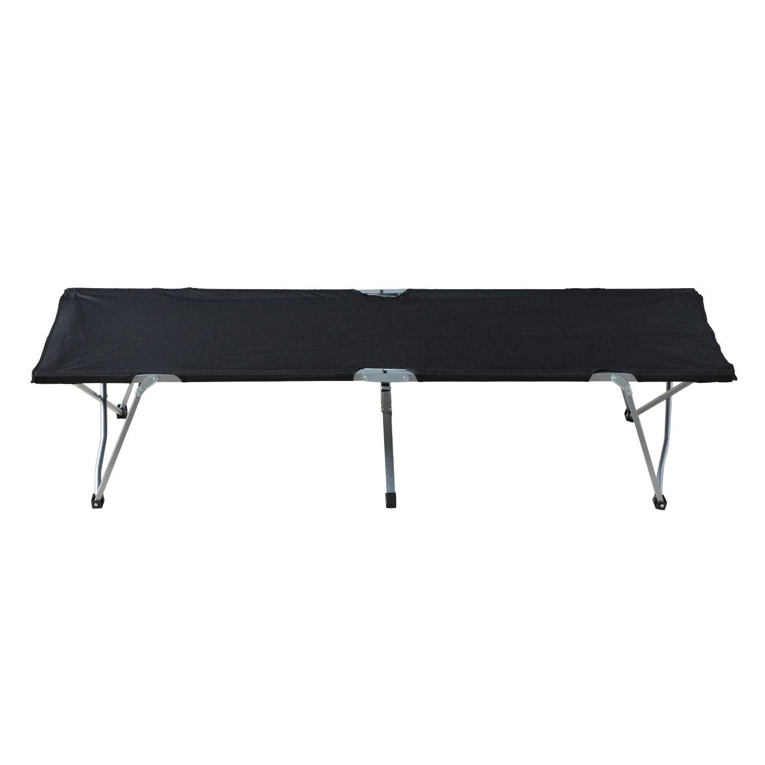 Lit de Camp Pliant Oxford 600D avec Armature Métal, 136 kg, Plage/Randonnée, 193 x 64 x 40 cm, Noir - Image 2