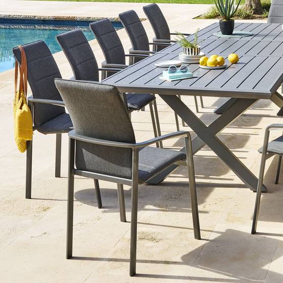 Hesperide - Fauteuil de jardin empilable "Diese" anthracite & graphite en aluminium traité époxy Hespéride - Image 6