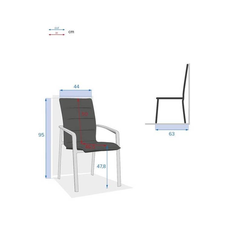 Hesperide - Fauteuil de jardin empilable "Diese" anthracite & graphite en aluminium traité époxy Hespéride - Image 4