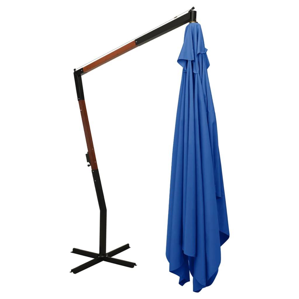 Helloshop26 - Parasol meuble de jardin en porte-à-faux avec mât en bois 400 x 300 cm bleu azuré - Image 4
