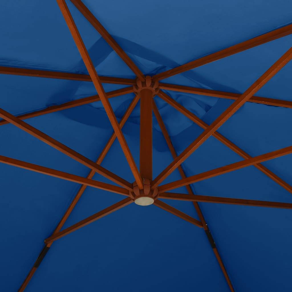 Helloshop26 - Parasol meuble de jardin en porte-à-faux avec mât en bois 400 x 300 cm bleu azuré - Image 5